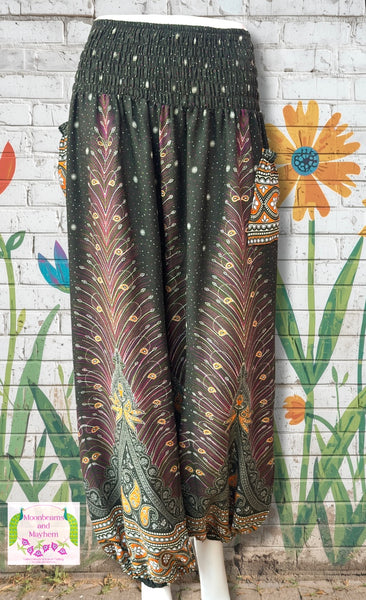 PEACOCK FEATHER HAREM TROUSERS (GR92) - MoonbeamsandMayhem