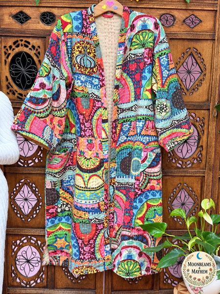 SAFFRON SOUL PATCHWORK KANTHA COAT (OF10) 12-18 UK - MoonbeamsandMayhem