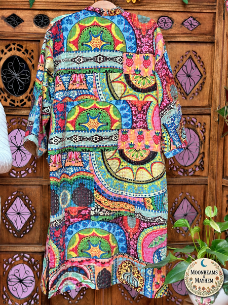 SAFFRON SOUL PATCHWORK KANTHA COAT (OF10) 12-18 UK - MoonbeamsandMayhem