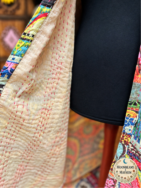 SAFFRON SOUL PATCHWORK KANTHA COAT (OF10) 12-18 UK - MoonbeamsandMayhem