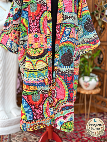 SAFFRON SOUL PATCHWORK KANTHA COAT (OF10) 12-18 UK - MoonbeamsandMayhem