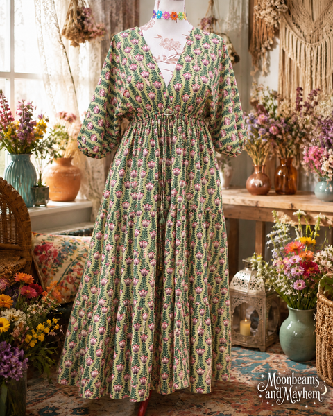 LOTUS LANE COTTAGE GREEN DRESS