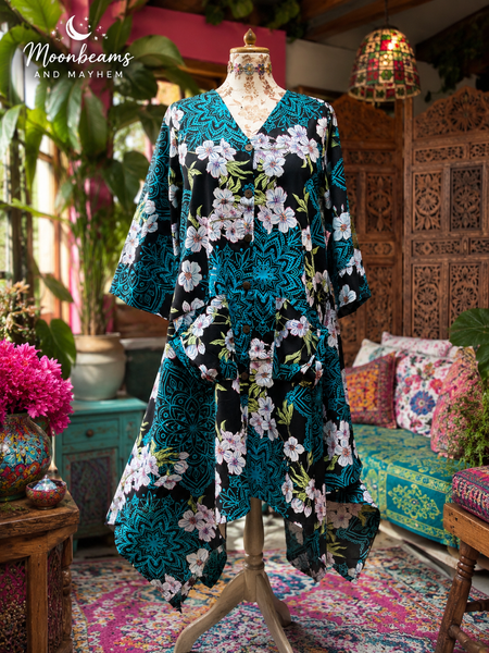 BOTANICAL ART TUNIC / DRESS (L/XL) S523 - MoonbeamsandMayhem