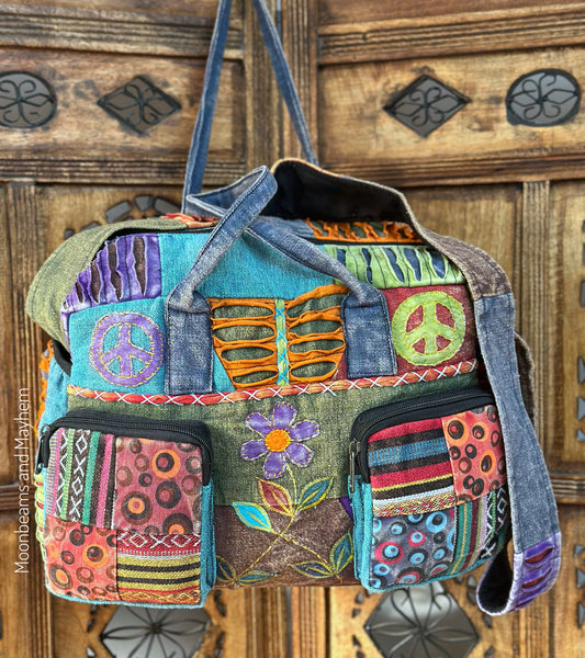 PEACE & PETAL PATCH BAG/DUFFLE