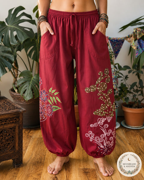 SECRET GARDEN EMBROIDERED TROUSERS - MoonbeamsandMayhem
