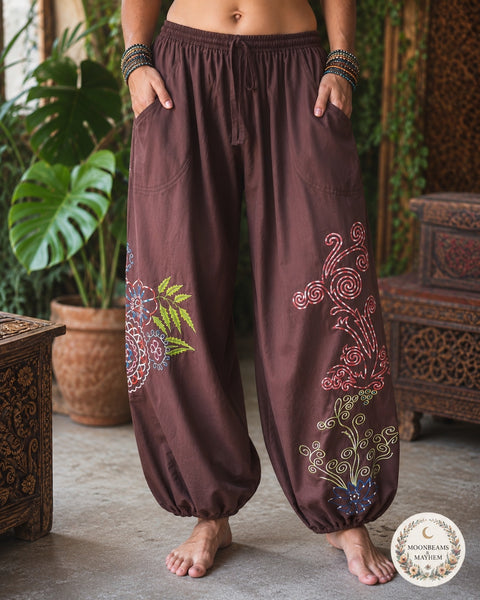 SECRET GARDEN EMBROIDERED TROUSERS - MoonbeamsandMayhem