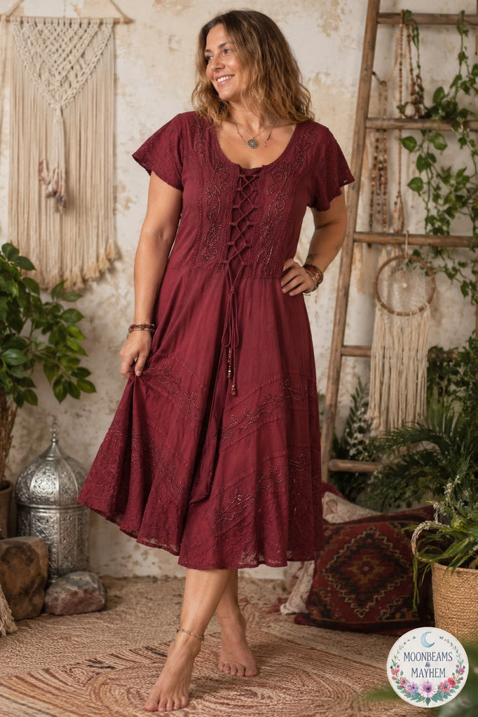 INDIAN RED MOONDANCE MIDI DRESS (MD204) - MoonbeamsandMayhem