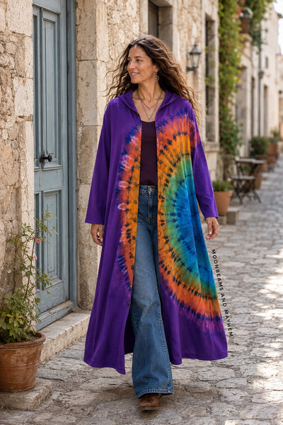 AMETHYST TIE DYE  DUSTER COAT - MoonbeamsandMayhem