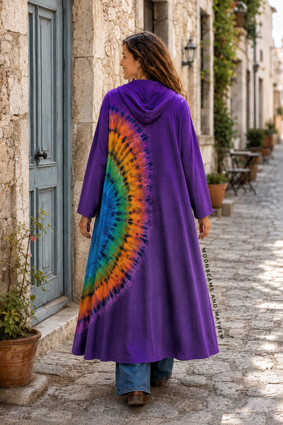AMETHYST TIE DYE  DUSTER COAT - MoonbeamsandMayhem