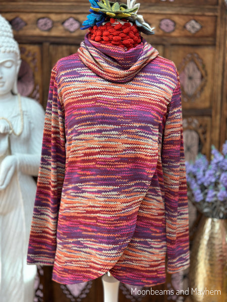 AUTUMN EMBER COWL NECK TOP