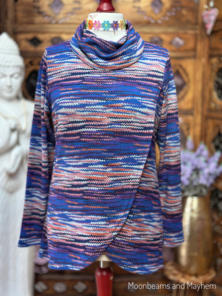 MYSTIC WATERS COWL NECK TOP