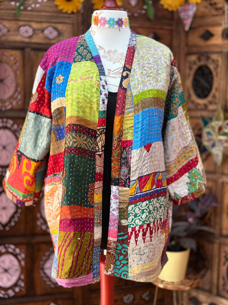 SAFFRON SOUL PATCHWORK KANTHA JACKET - ONE OF A KIND (OF9)