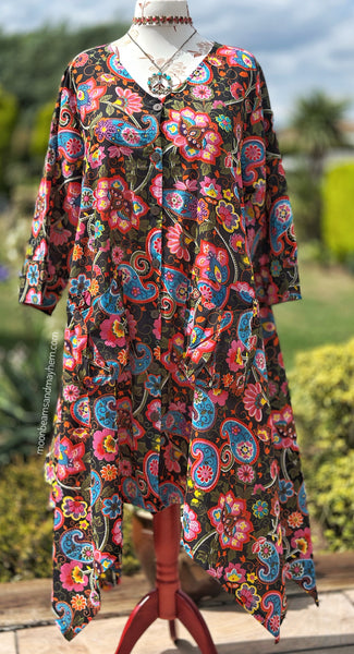 MIDNIGHT PETALS ART TUNIC/DRESS (S532)