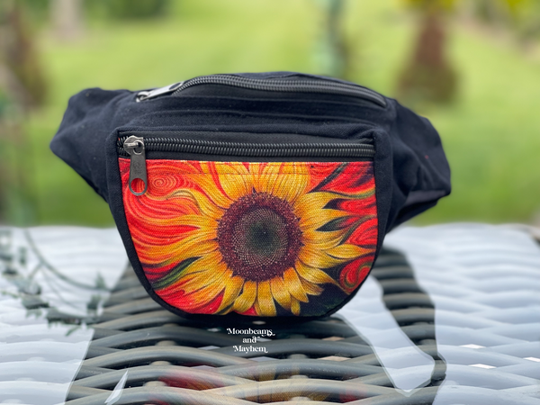 SUNFLOWER MONEY BELT / WAIST BAG ( BUM / HIP BAG ) - MoonbeamsandMayhem