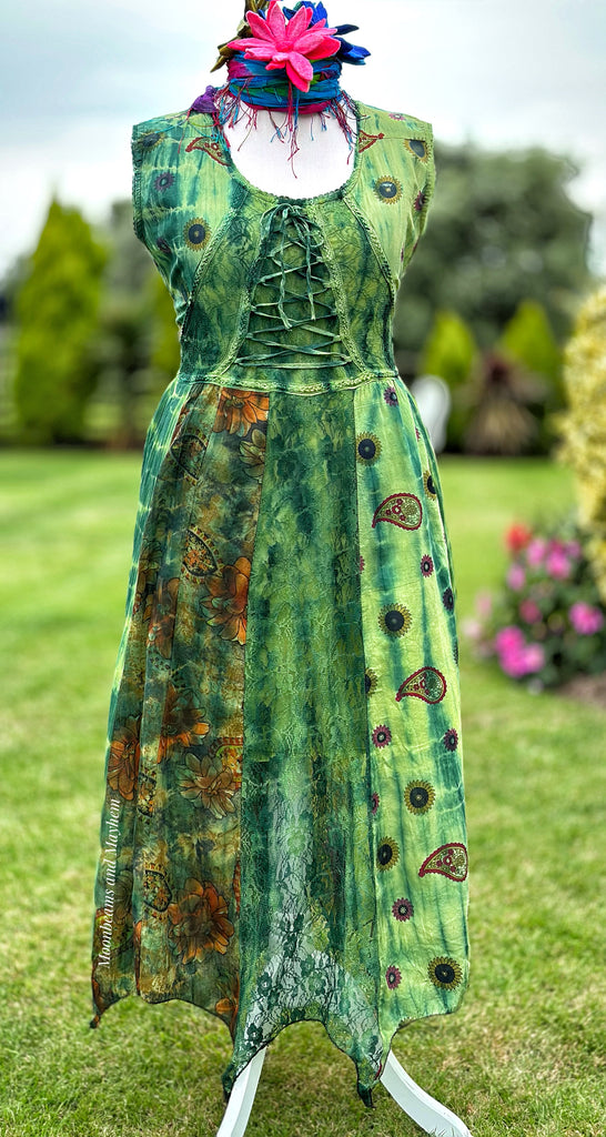 FOREST GREEN HARMONY SUMMER DRESS SIZE S / M / L - UK 10 / 12 FOREST GREEN HARMONY SUMMER DRESS SIZE S / M / L - UK 10 / 12