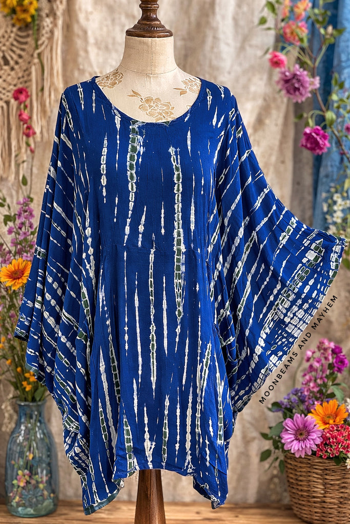 MOON SOUL BLUE BOHO TUNIC DRESS