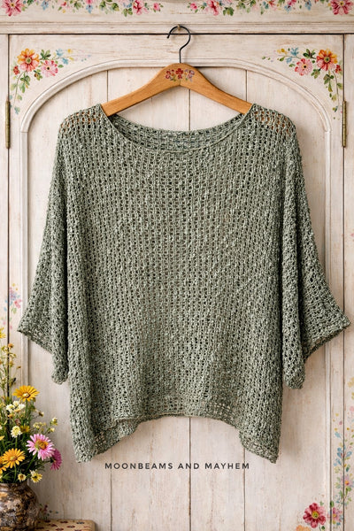 LOOSE WEAVE EARTHBOUND GREEN PULLOVER