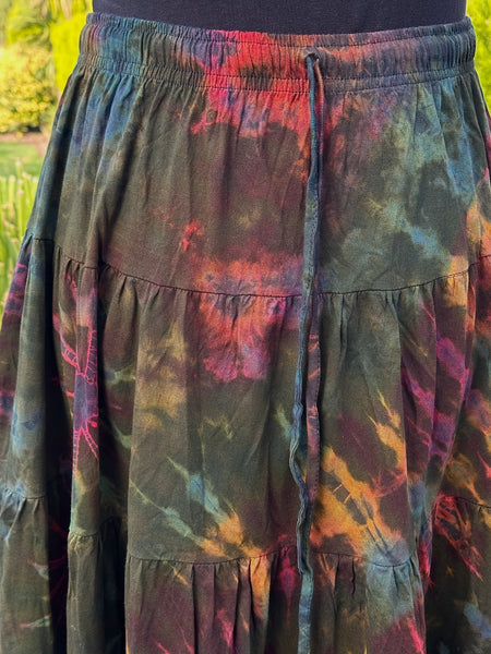 FOREST GREEN DANCING SPIRIT TIERED MAXI SKIRT | UK 12–22 - MoonbeamsandMayhem