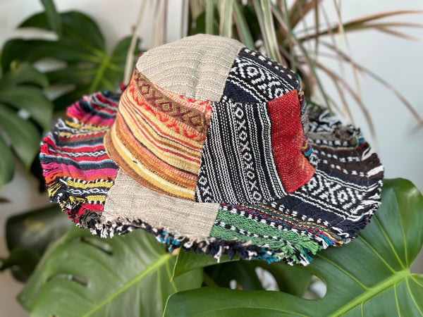 PATCHWORK HIPPIE HEMP HAT SIZE M/L ( OF142 )