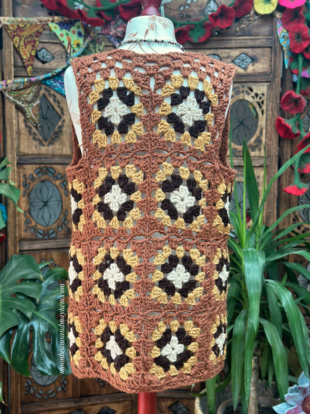 PRE-LOVED 70S CROCHET WAISTCOAT (OF)