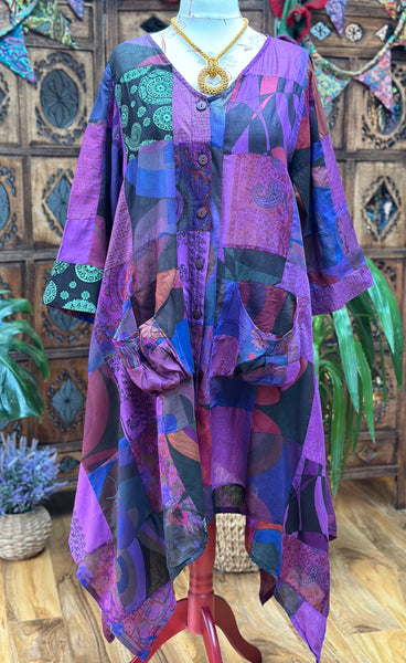 PURPLE ART TUNIC / DRESS (L/XL) S525