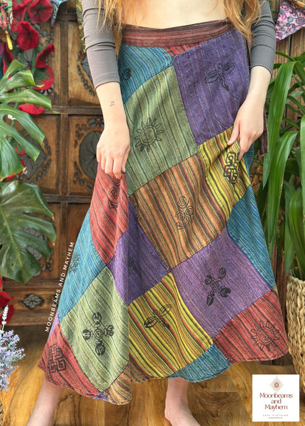 CAMDEN PATCHWORK COTTON WRAP SKIRT