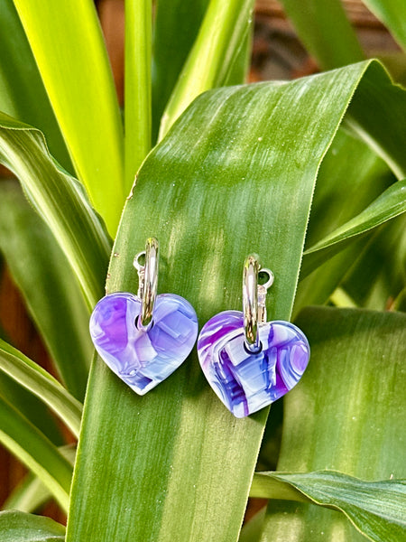 PURPLE HEART EARRINGS (OFD9)