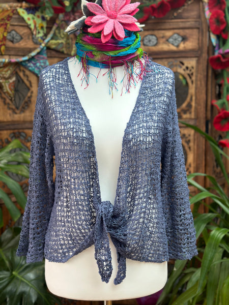 LOOSE WEAVE PETROL BLUE SHRUG / CARDIGAN