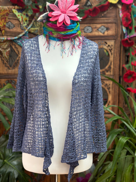 LOOSE WEAVE PETROL BLUE SHRUG / CARDIGAN