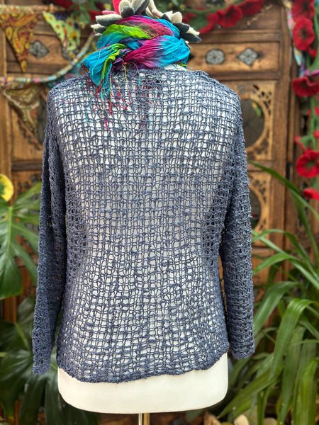 LOOSE WEAVE PETROL BLUE SHRUG / CARDIGAN