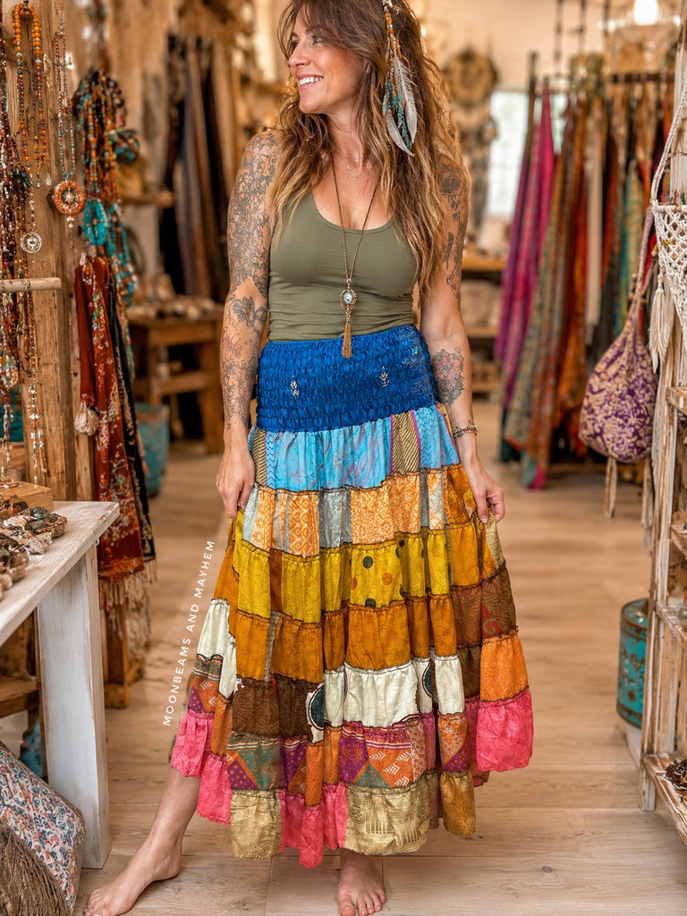 SHANGRI LA RUFFLE MAXI SKIRT (SR822) - MoonbeamsandMayhem