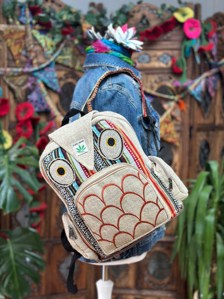 WONDERFUL OWL HEMP BACKPACK / RUCKSACK