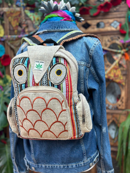 WONDERFUL OWL HEMP BACKPACK / RUCKSACK