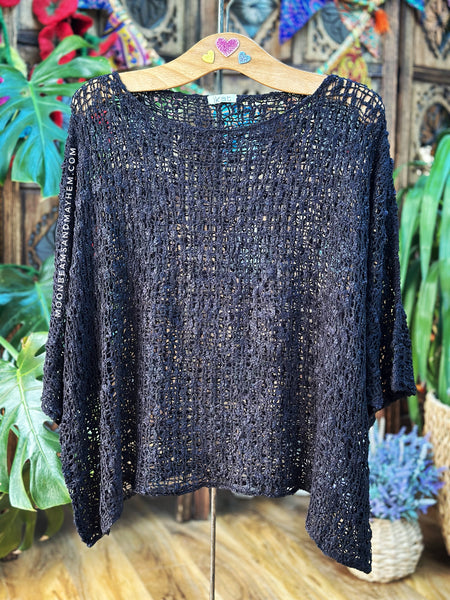 LOOSE WEAVE BLACK PULLOVER