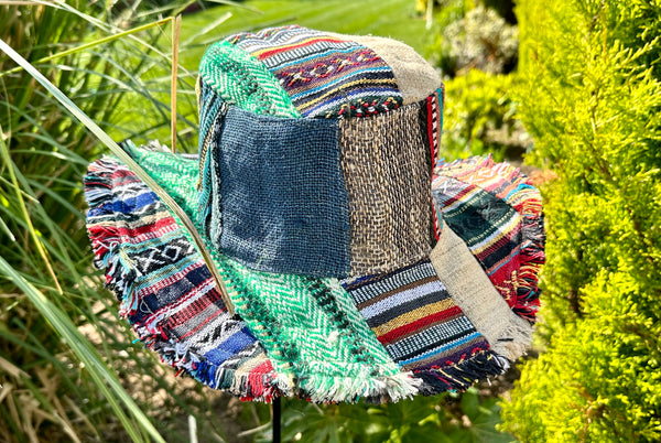 PATCHWORK HIPPIE HEMP HAT SIZE M/L  ( OF130 )