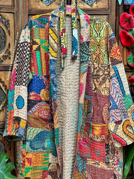 PATCHWORK FRIDA KANTHA COAT / DUSTER SIZE  XL (OF131)