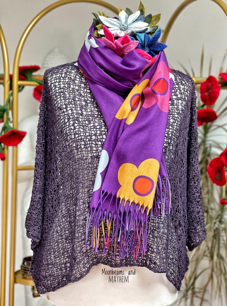 DAISY DREAMS PURPLE FRINGE SCARF