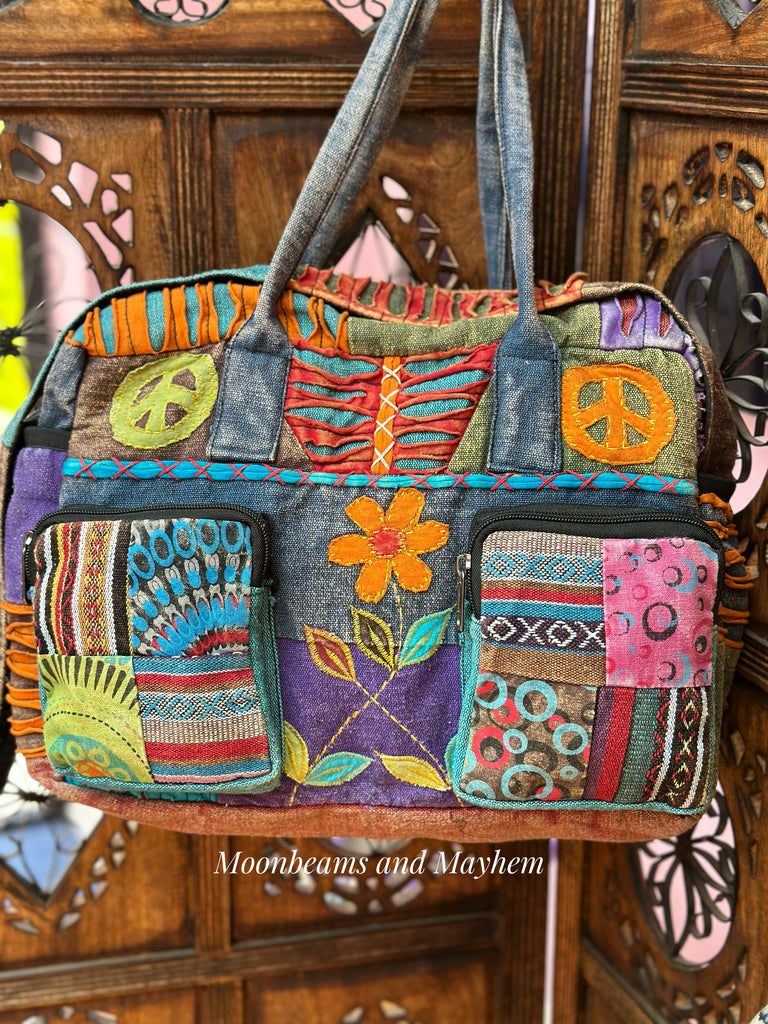 PEACE AND PETAL PATCH BAG/DUFFLE - MoonbeamsandMayhem