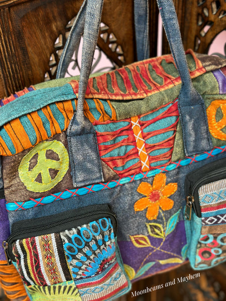 PEACE AND PETAL PATCH BAG/DUFFLE - MoonbeamsandMayhem