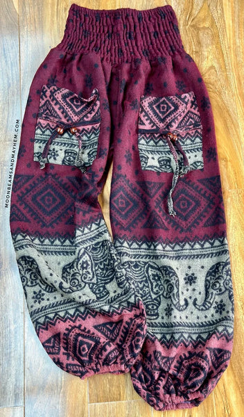 FREE SPIRIT ELEPHANT FLEECE HAREM TROUSERS