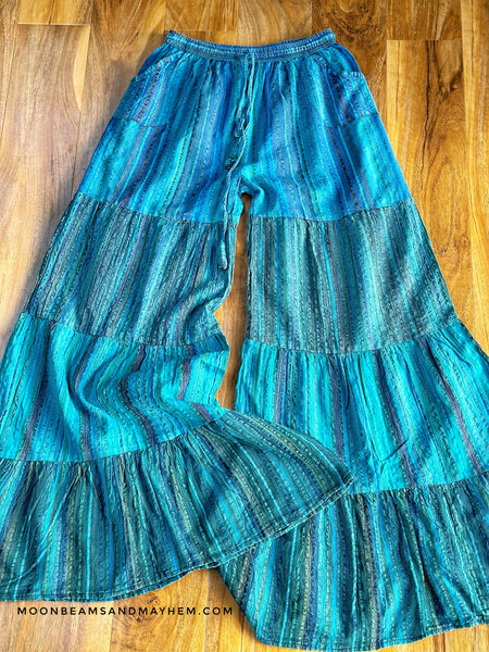 OCEAN BLUE CHEESECLOTH FLARES / TALL