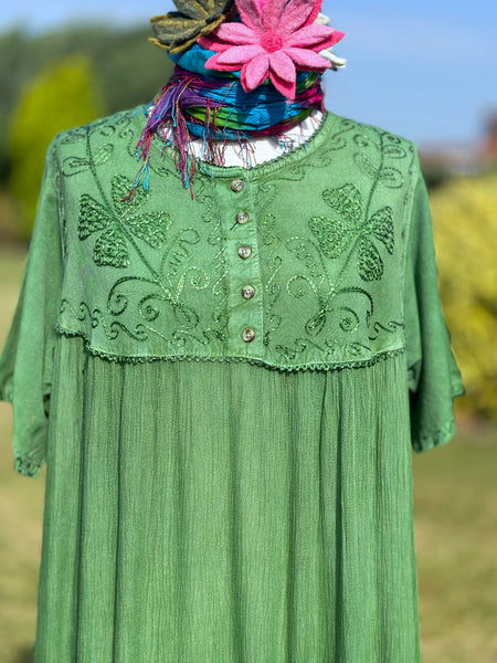 GRASS GREEN CLAUDINE KAFTAN STYLE DRESS (S9L) XXL