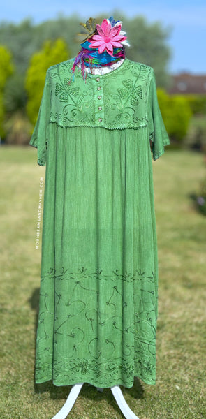 GRASS GREEN CLAUDINE KAFTAN STYLE DRESS (S9L) XXL