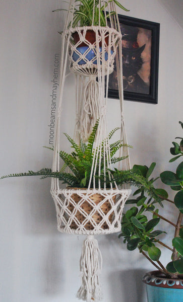 70'S INSPIRED DOUBLE MACRAME PLANT HANGER