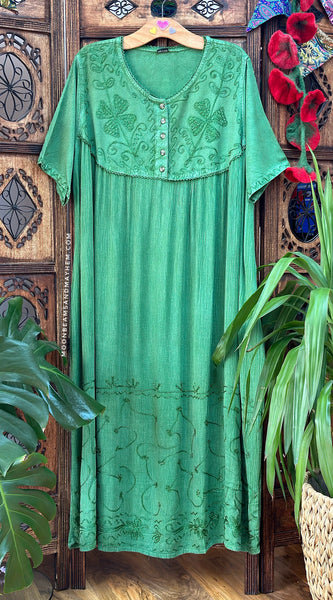 GRASS GREEN CLAUDINE KAFTAN STYLE DRESS (S9L) XXL