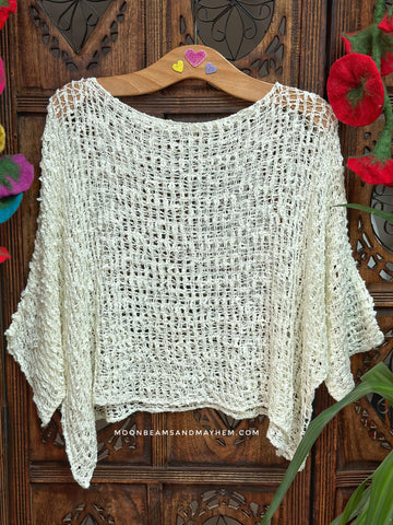 LOOSE WEAVE IVORY PULLOVER