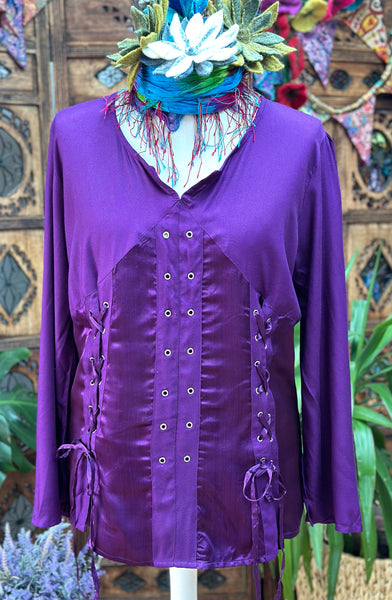 ENCHANTING PURPLE PLUS SIZE ELECTRA BLOUSE / SHIRT (OF)