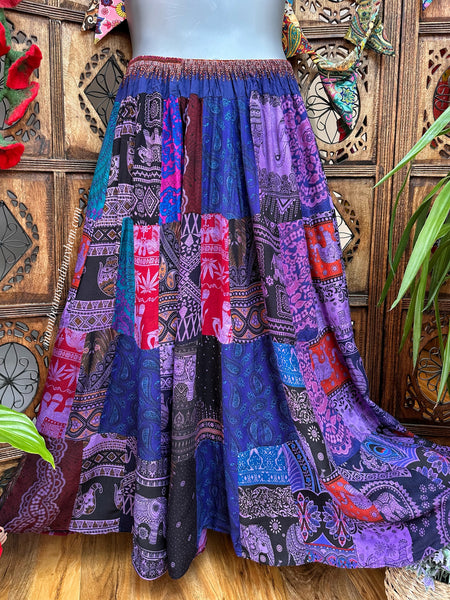 THAI PATCHWORK PURPLE SKIRT (OF56)