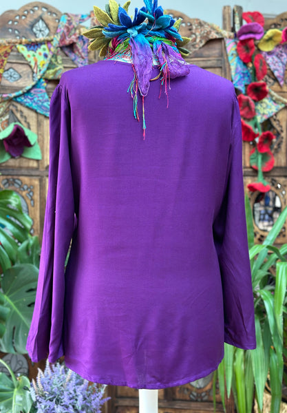 ENCHANTING PURPLE PLUS SIZE ELECTRA BLOUSE / SHIRT (OF)