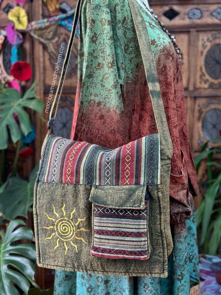 ENCHANTING GREEN SUN SATCHEL BAG (BA109)